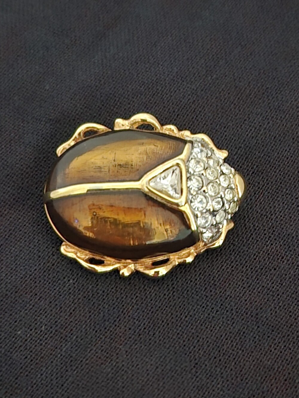 Vintage Swarovski Crystal Enamel Beetle Scarab Brooch Pin